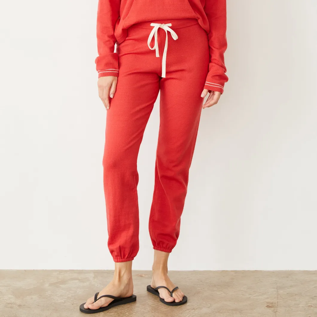 MONROW Light Soft Knit Contrast Stitch Vintage Sweat CHERRY Store