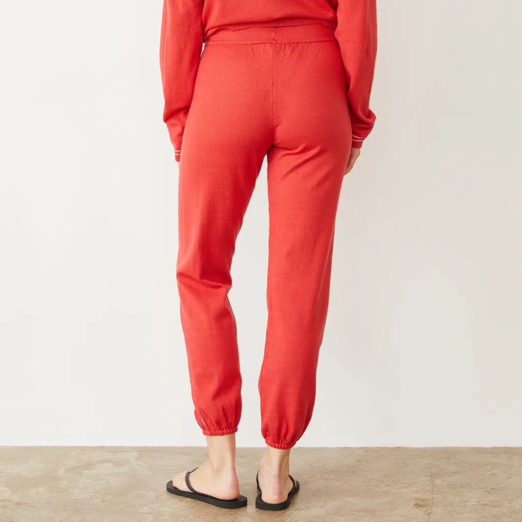 MONROW Light Soft Knit Contrast Stitch Vintage Sweat CHERRY Store