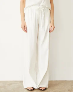 MONROW Linen Wide Leg Pant PEARL Flash Sale