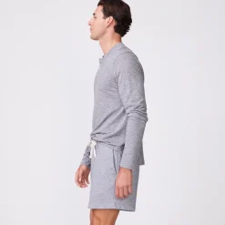 MONROW Long Sleeve Henley GRANITE Clearance