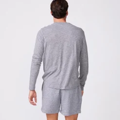 MONROW Long Sleeve Henley GRANITE Clearance