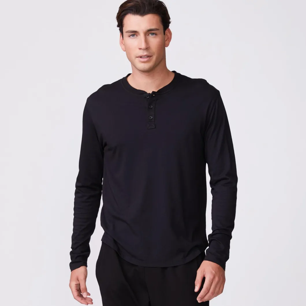 MONROW Long Sleeve Henley BLACK Store