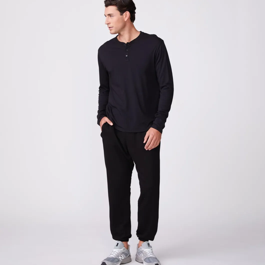 MONROW Long Sleeve Henley BLACK Store