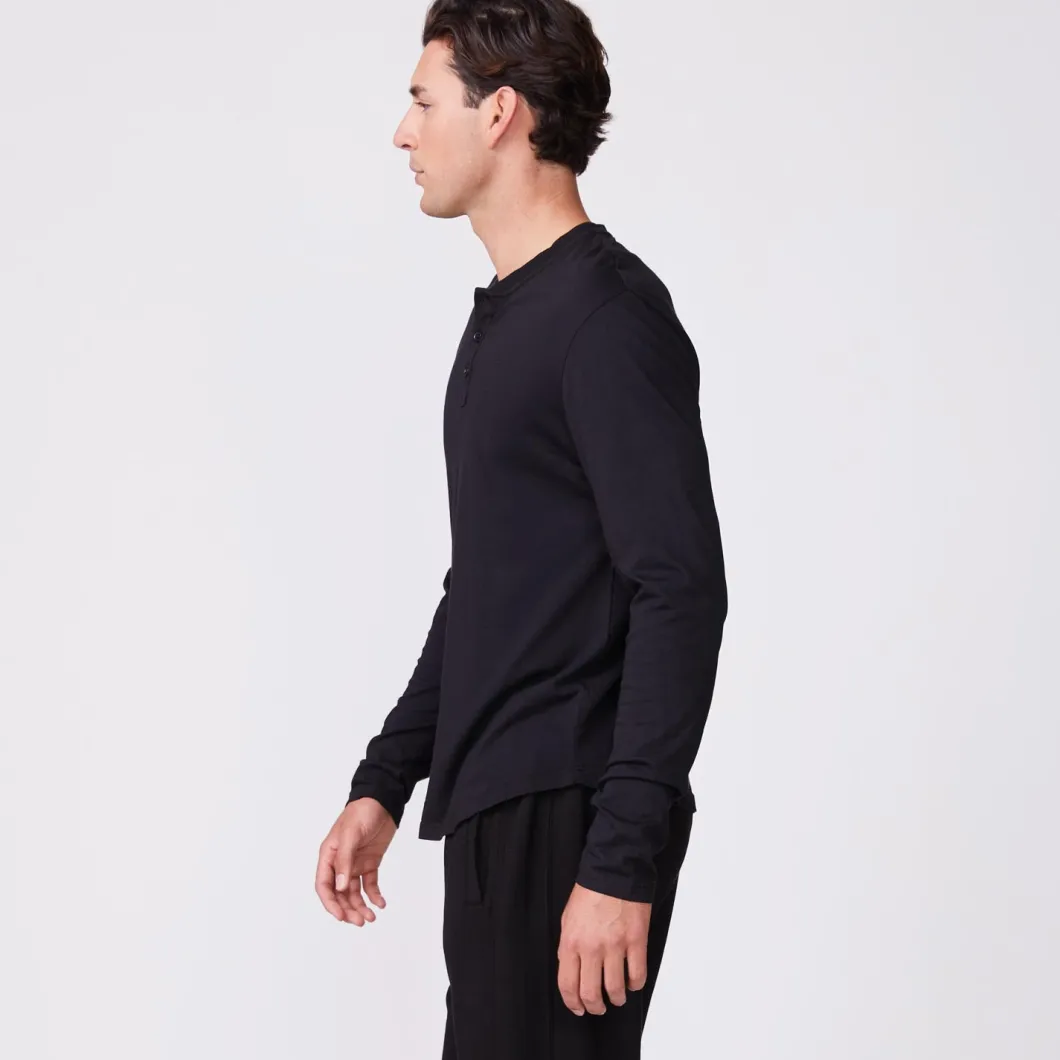 MONROW Long Sleeve Henley BLACK Store