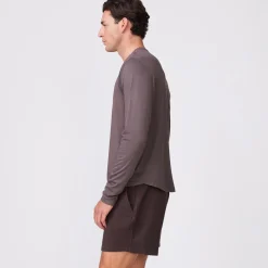 MONROW Long Sleeve Henley COCOA Sale