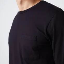 MONROW Long Sleeve Pocket Crew BLACK Hot