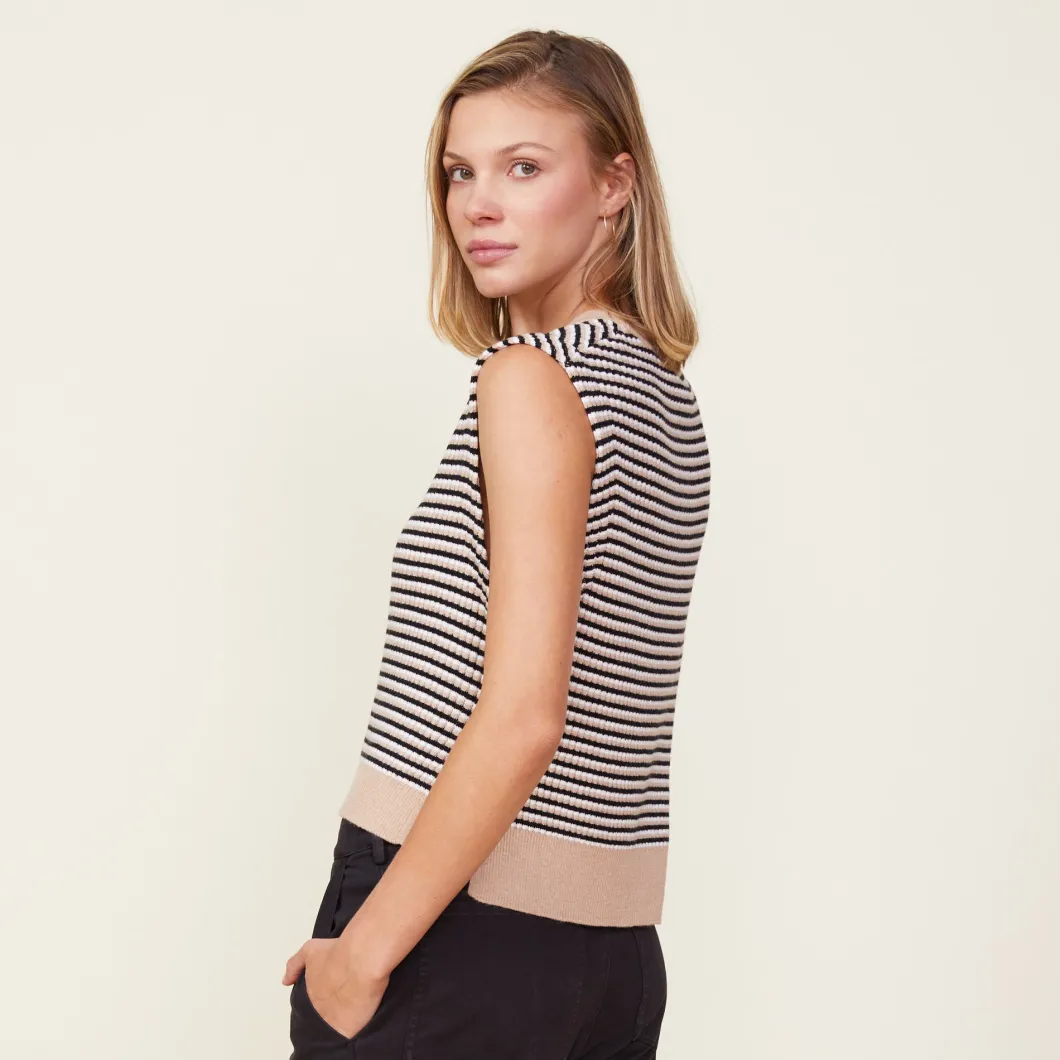 MONROW Merino Wool Sweater Vest DUSKWINTER/WHITEBLACKSTRIPES Hot