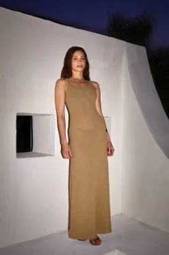 MONROW Mesh Maxi Dress CROISSANT Outlet