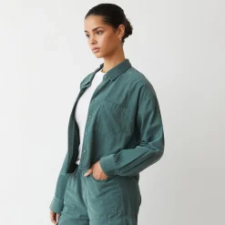 MONROW Mini Corduroy Cropped Shirt CACTUS Discount