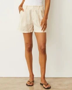 MONROW Mini Corduroy Pleated Shorts CREAM Sale