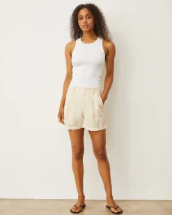 MONROW Mini Corduroy Pleated Shorts CREAM Sale