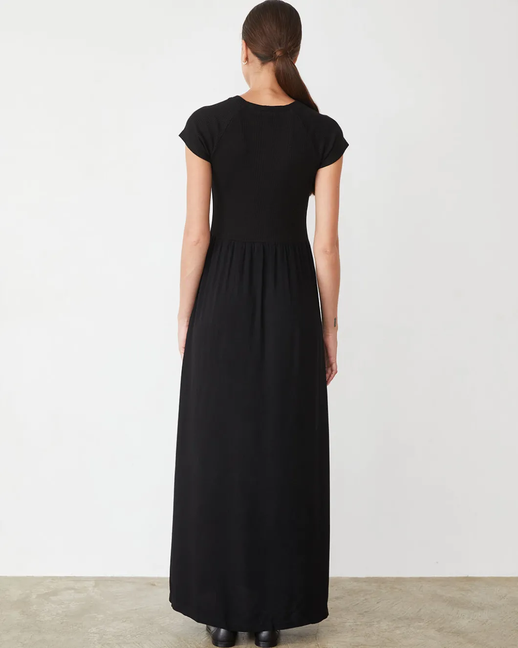 MONROW Mix Media Maxi Dress BLACK Discount