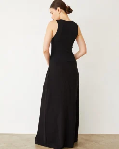 MONROW Mix Media Tank Maxi Dress BLACK Cheap
