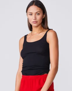 MONROW Narrow Rib Tank - Color BLACK Hot