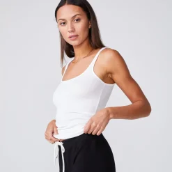 MONROW Narrow Rib Tank - Color WHITE New