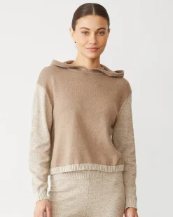 MONROW Organic Cotton Cashmere Hooded Sweater WALNUT New
