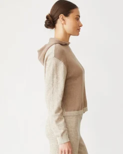 MONROW Organic Cotton Cashmere Hooded Sweater WALNUT New