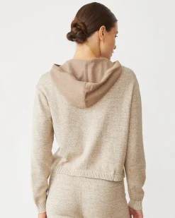 MONROW Organic Cotton Cashmere Hooded Sweater WALNUT New