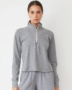 MONROW Original Fleece Half Zip Sweatshirt GRANITE Flash Sale