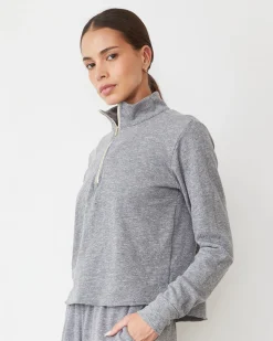 MONROW Original Fleece Half Zip Sweatshirt GRANITE Flash Sale