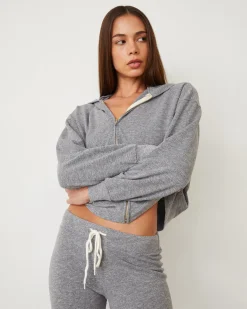 MONROW Original Fleece Zip Up Hoody GRANITE Shop