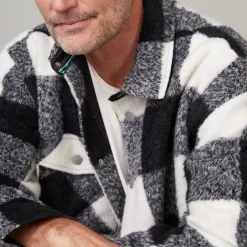 MONROW Plaid Flannel Shacket BLACK/NATURAL Hot