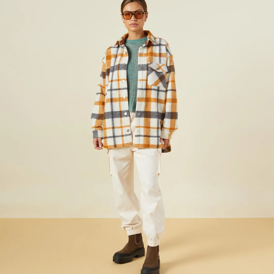 MONROW Plaid Shacket BLACK/NAT/CAMEL Hot