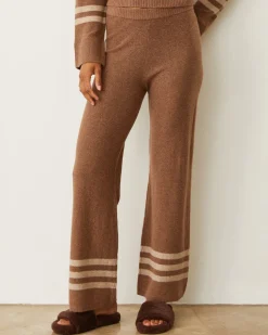 MONROW Plush Stripe Straight Leg Sweat LATTE Cheap