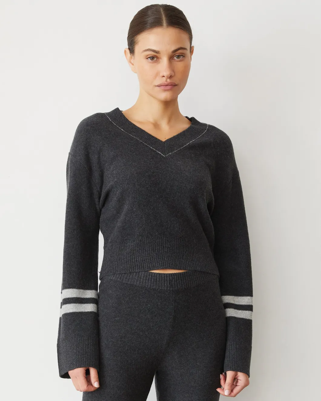 MONROW Plush Stripe Sweater FADEDBLACK Shop