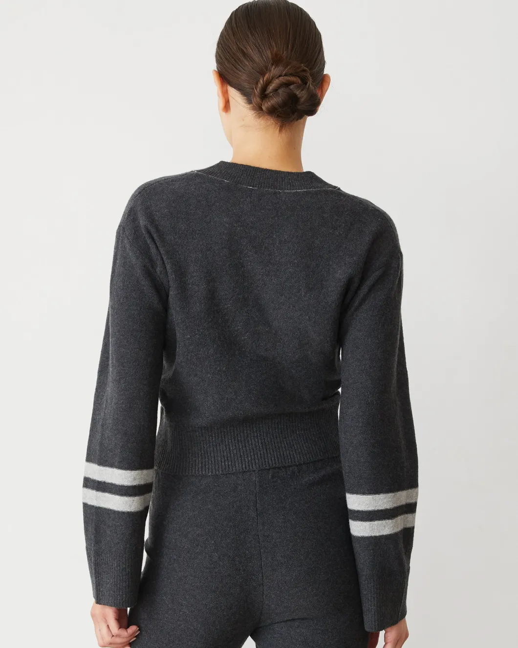 MONROW Plush Stripe Sweater FADEDBLACK Shop