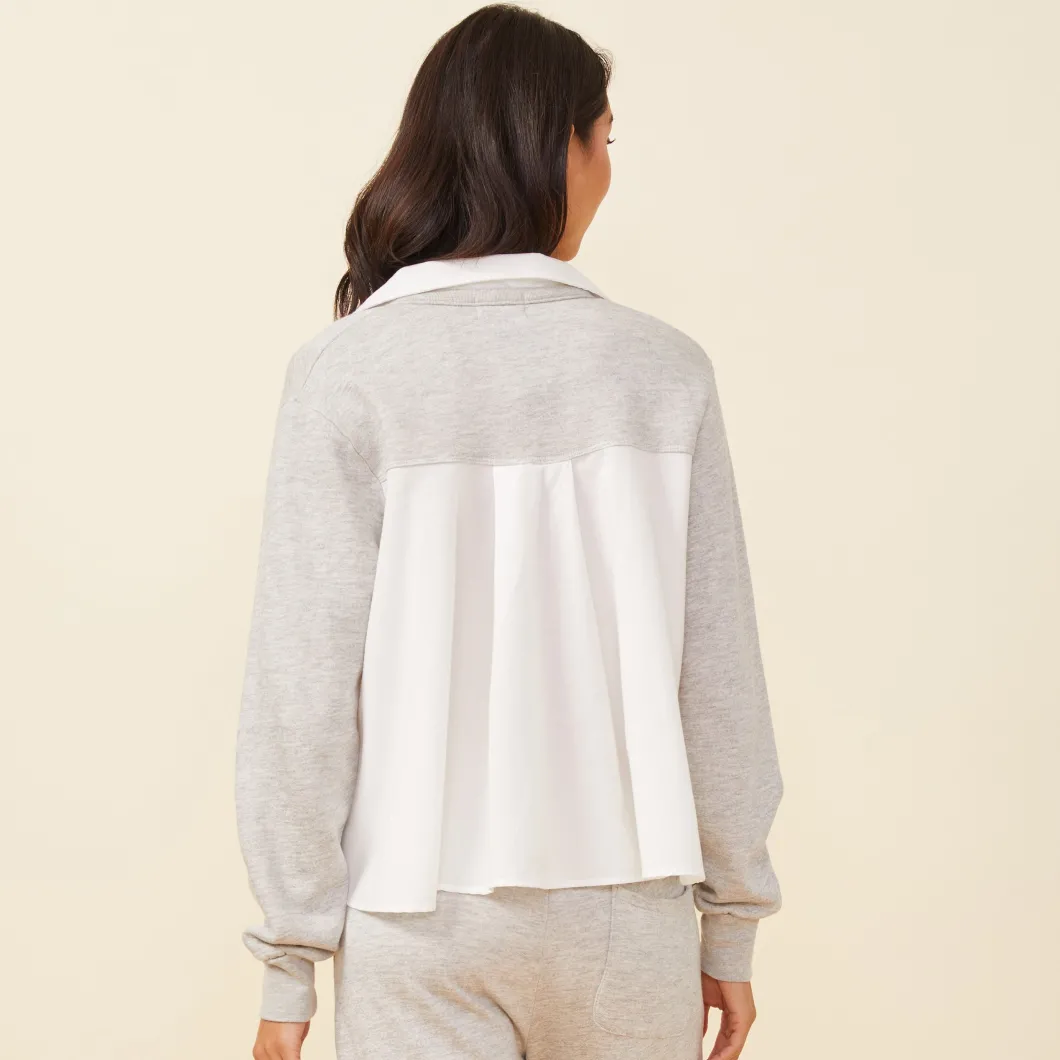 MONROW Poplin Mix Collar Sweatshirt HEATHERGREY Best Sale