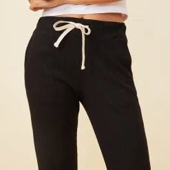 MONROW Rib Straight Leg Pant BLACK Best