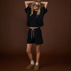 MONROW 90's Classic Sweat Short BLACK Fashion