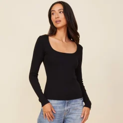 MONROW 90'S Rib Long Sleeve BLACK Hot