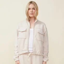 MONROW Seamed Bomber Jacket BONE Hot