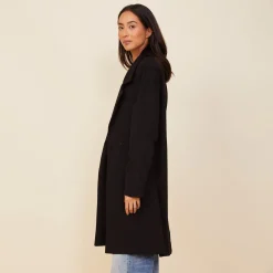 MONROW Seamed Fleece Coat BLACK Fashion
