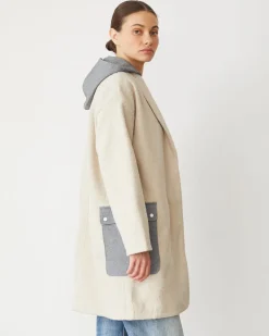 MONROW Sherpa Hooded Jacket BONE Clearance