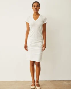 MONROW Shirred Dress WHITE New