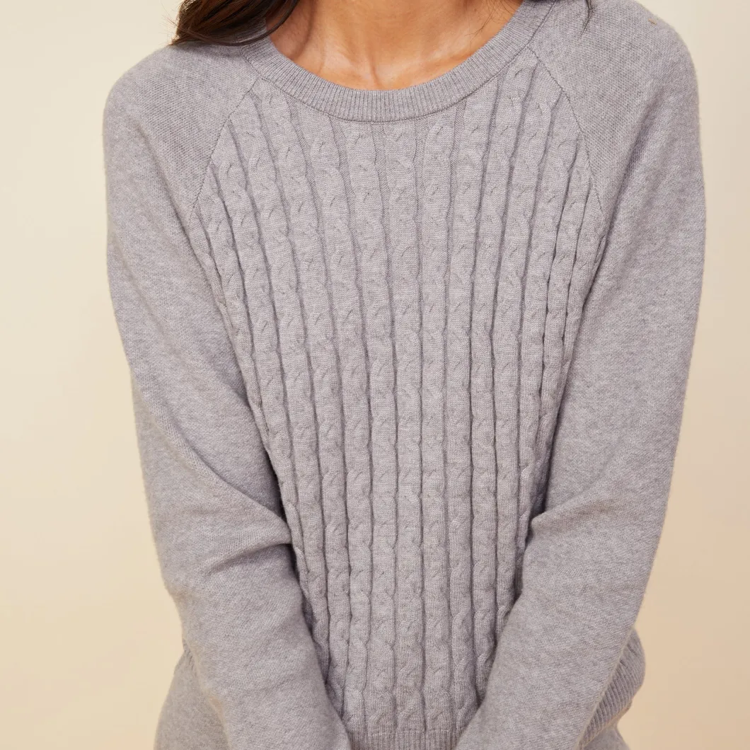 MONROW Soft Knit Cable Sweater HEATHERGREY Sale