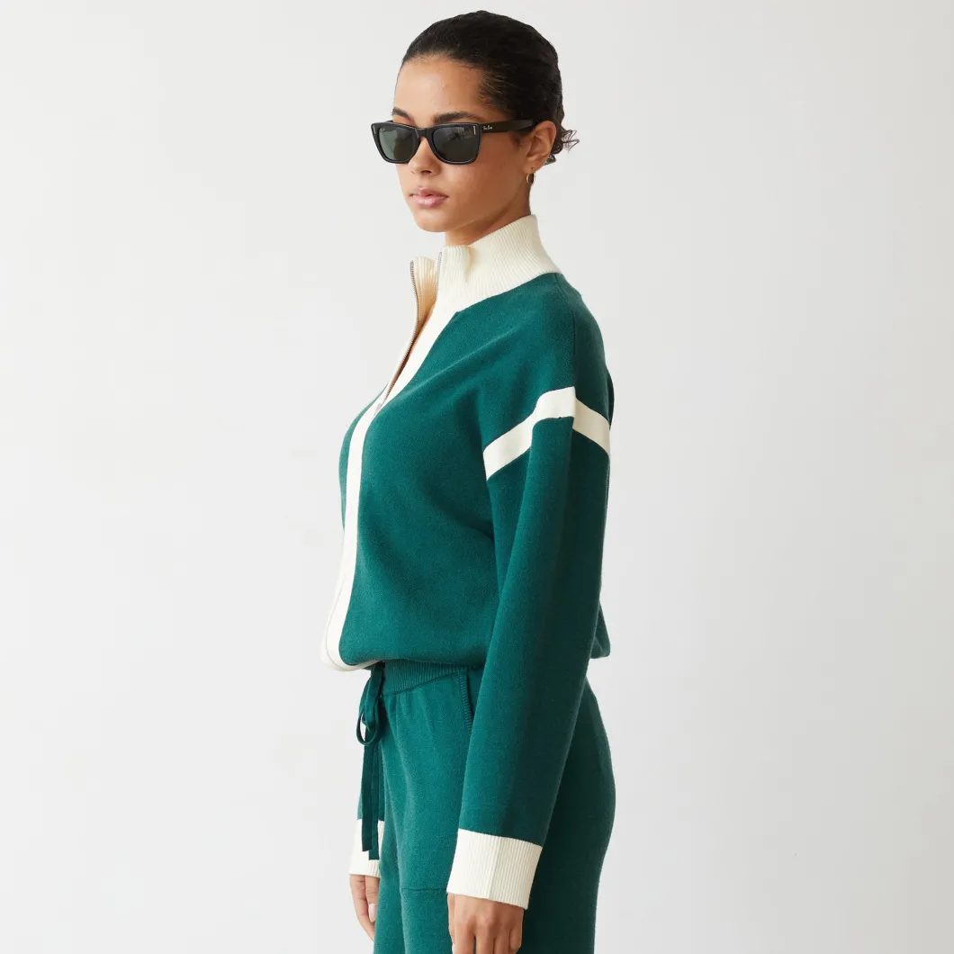 MONROW Soft Knit Color Block Jacket EVERGREEN Sale