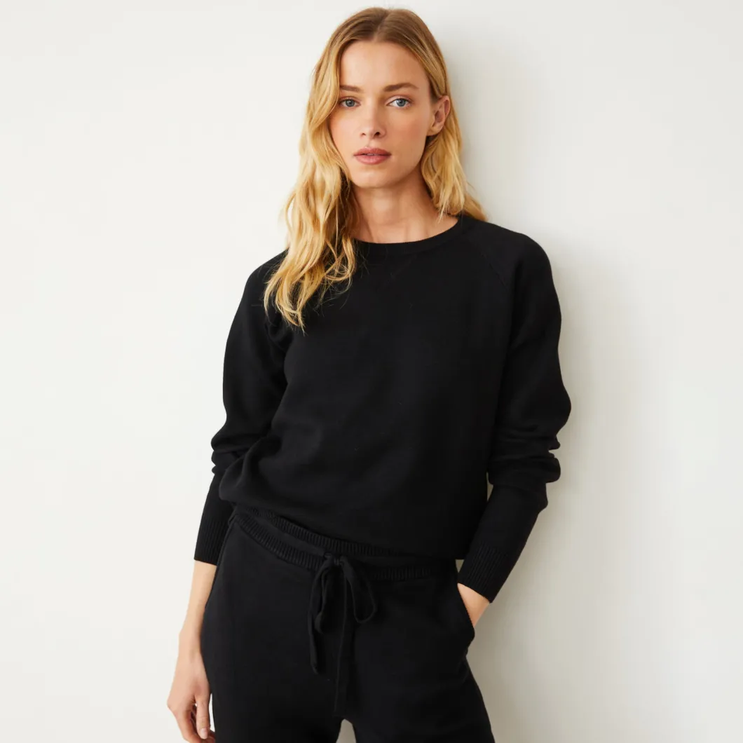 MONROW Soft Knit Raglan Sweater BLACK Cheap