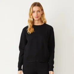 MONROW Soft Knit Raglan Sweater BLACK Cheap