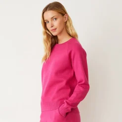 MONROW Soft Knit Raglan Sweater FUCHSIA Sale