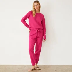 MONROW Soft Knit Raglan Sweater FUCHSIA Sale