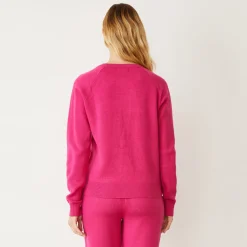 MONROW Soft Knit Raglan Sweater FUCHSIA Sale