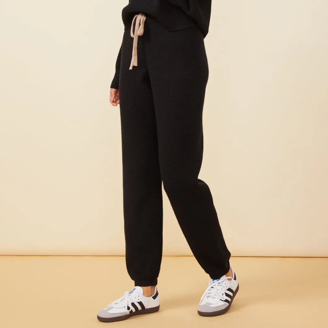 MONROW Soft Knit Waffle Oversized Sweats BLACK Shop