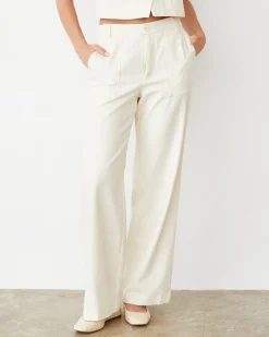 MONROW Soft Twill Patch Pocket Pant BONE New