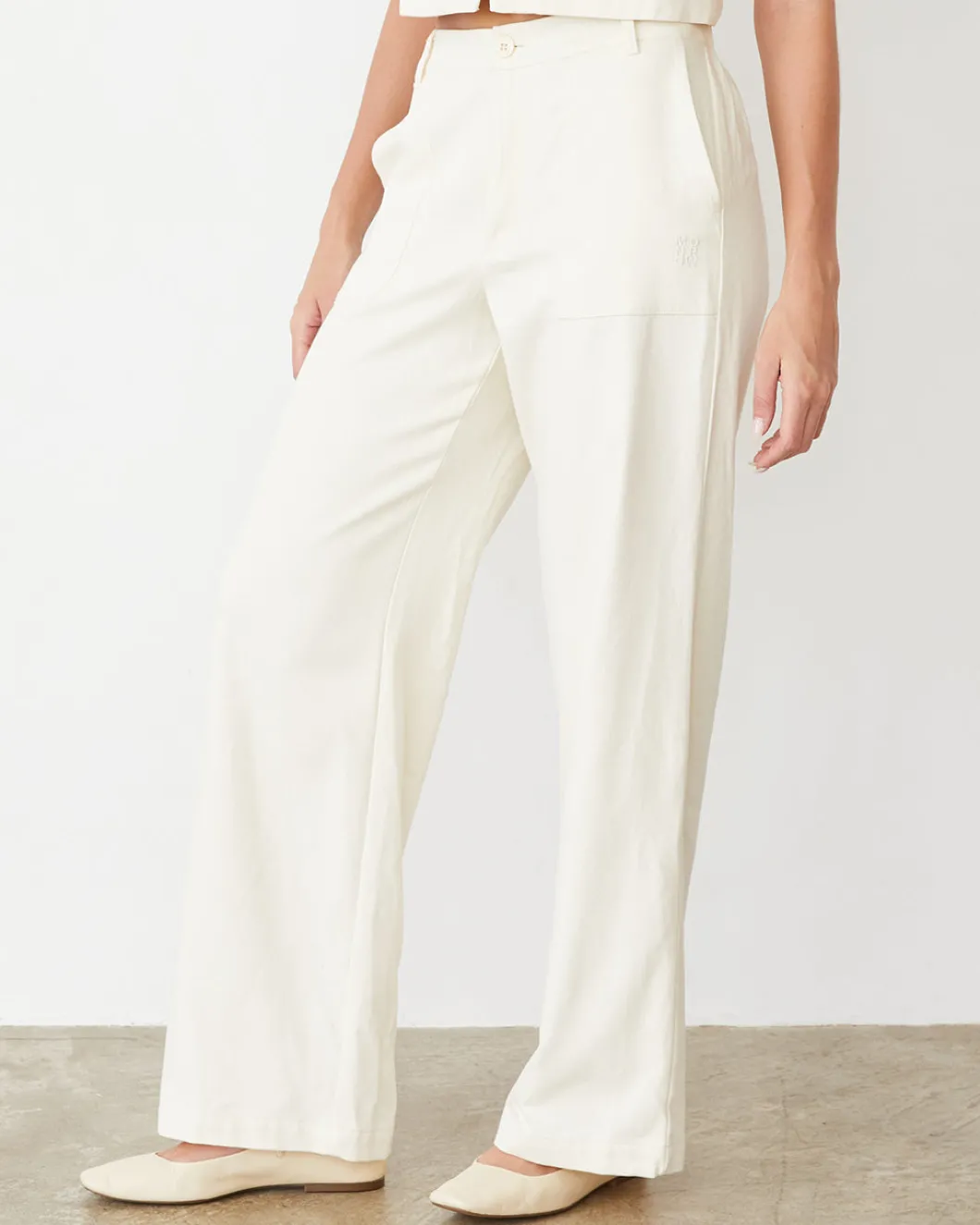 MONROW Soft Twill Patch Pocket Pant BONE New