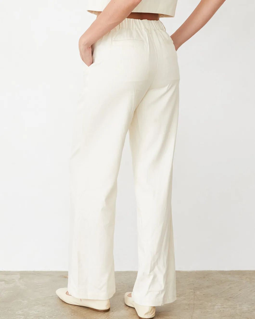 MONROW Soft Twill Patch Pocket Pant BONE New