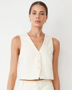 MONROW Soft Twill Relaxed Vest BONE Fashion